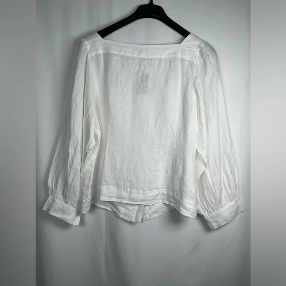 J.CREW Size XXL Squareneck Button-Up top 100% Linen White - Picture 9 of 16